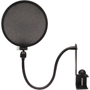 Nady 6-Inch Clamp On Mic Pop Filter with Flexible Gooseneck and Stabilizing Arm